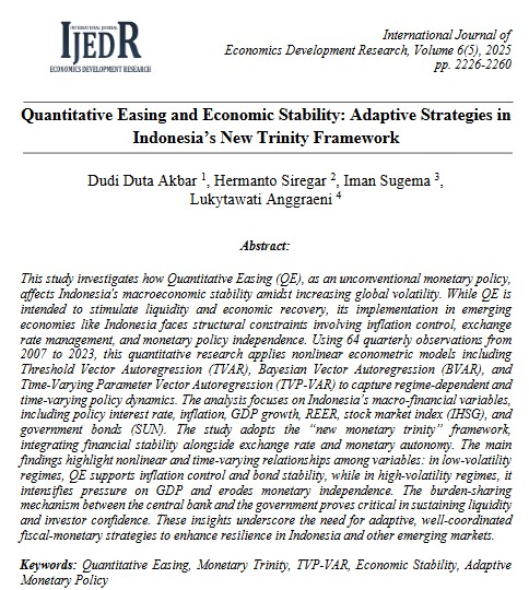 Quantitative Easing and Economic Stability: Adaptive Strategies in Indonesia’s New Trinity Framework