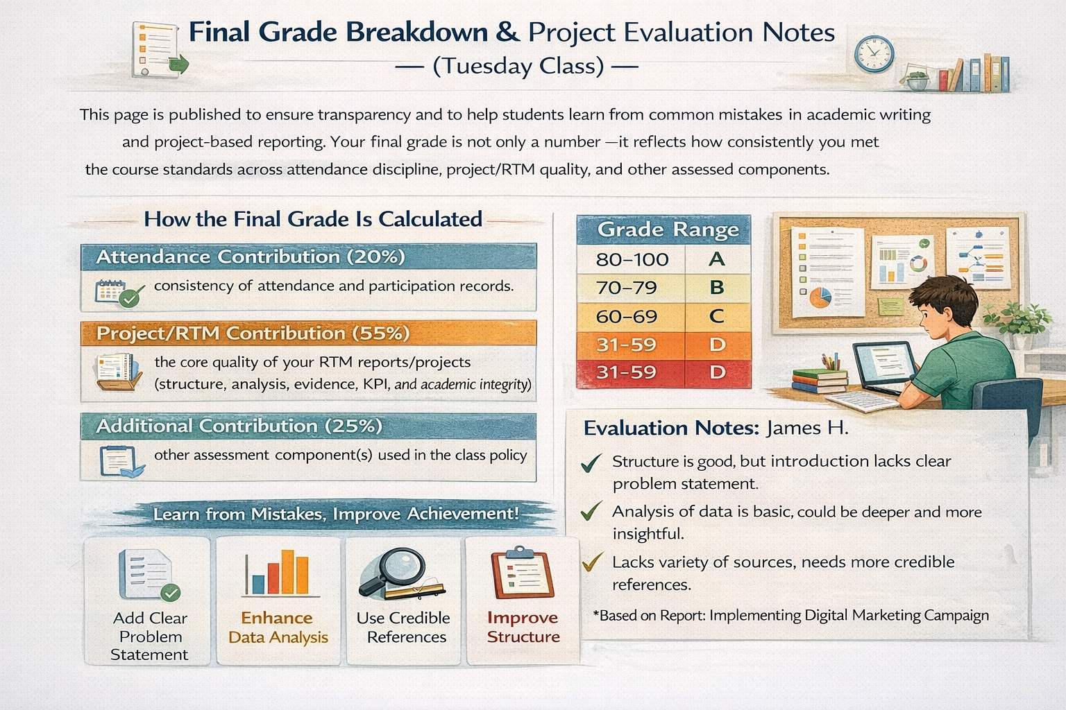 Final Grade Breakdown & Project Evaluation Notes (Tuesday Class)